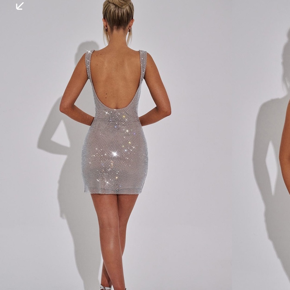 Silver Sequin Sleeveless Bodycon Mini Dress - Picture 7 of 7